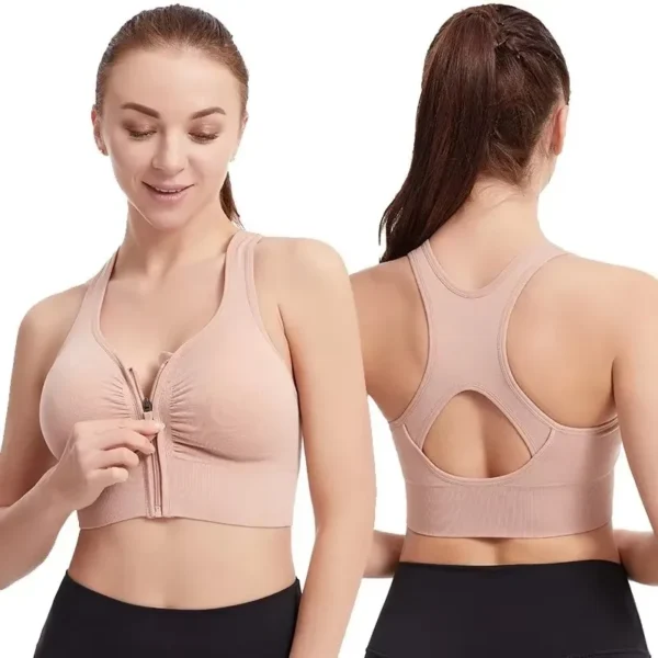 Women's sports bra fitness top front zipper design sports vest fashionable bra yoga gym sports bra - Image 2