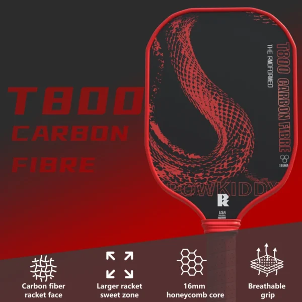 Powkiddy Pickleball T800 Carbon Fiber Hot-Pressed 16mm Professional Paddle - Image 2