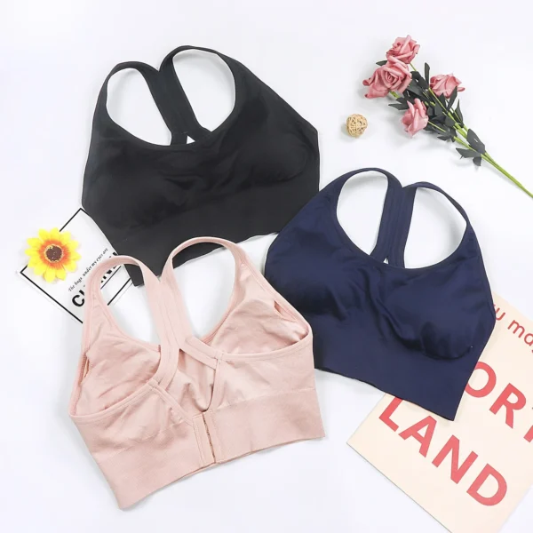 Gym Push Up Bra Women Sports Bra Back Closure High Impact Workout Sport Top Crop - Image 3