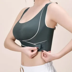 Sports Bra Front Adjustable Buckle Wireless Padded Comfy Gym Yoga