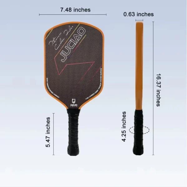 Carbon Fiber Orange Titanium Woven Surface Foam Build Edging Unibody Thermoformed Pickleball Paddle - Image 3