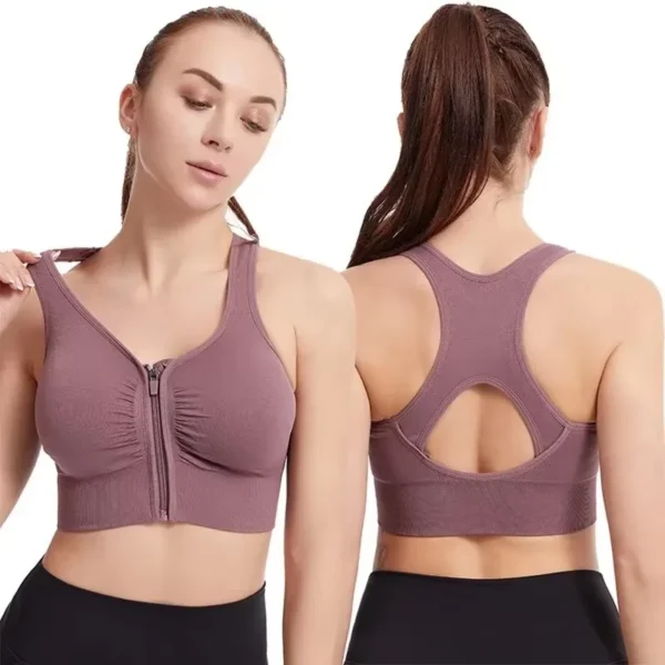 Women's sports bra fitness top front zipper design sports vest fashionable bra yoga gym sports bra - Image 4
