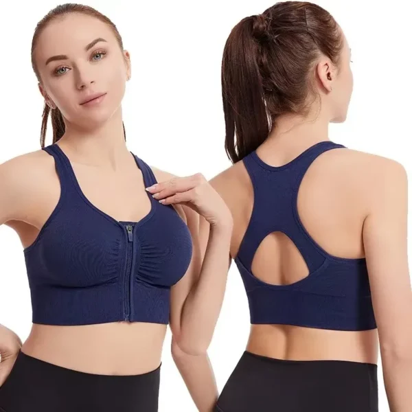 Women's sports bra fitness top front zipper design sports vest fashionable bra yoga gym sports bra - Image 5